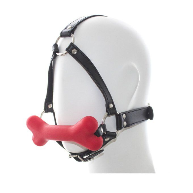 Harnais bâillon avec os en silicone