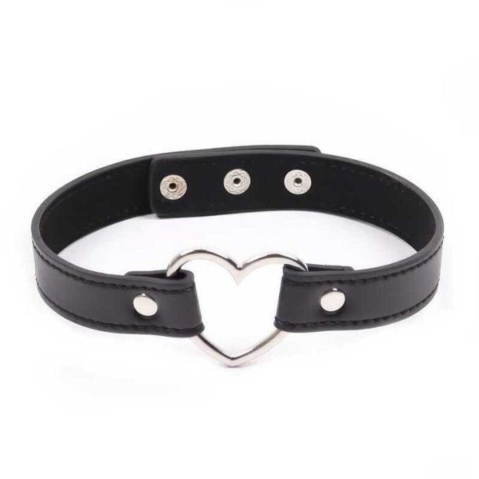 Collier ras de cou BDSM avec cœur métal