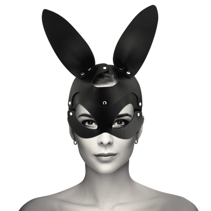 Masque premium lapin noir en cuir